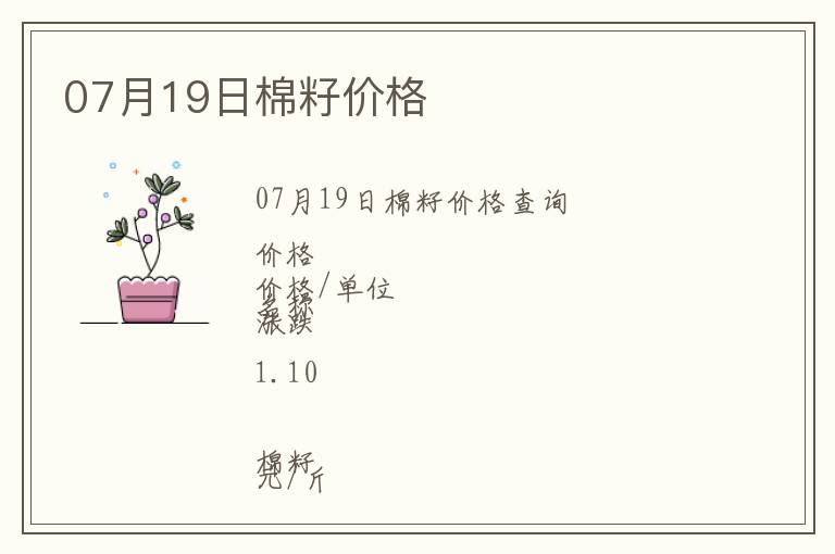 07月19日棉籽價格