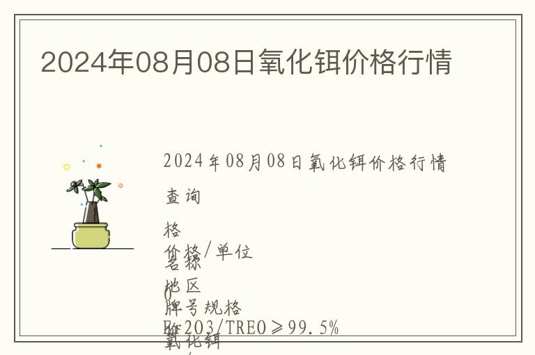 2024年08月08日氧化鉺價(jià)格行情