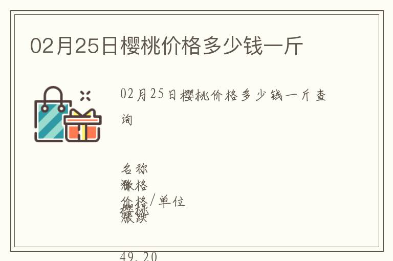 02月25日櫻桃價格多少錢一斤