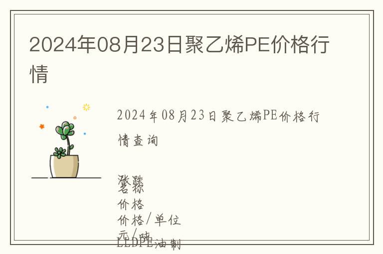 2024年08月23日聚乙烯PE價格行情