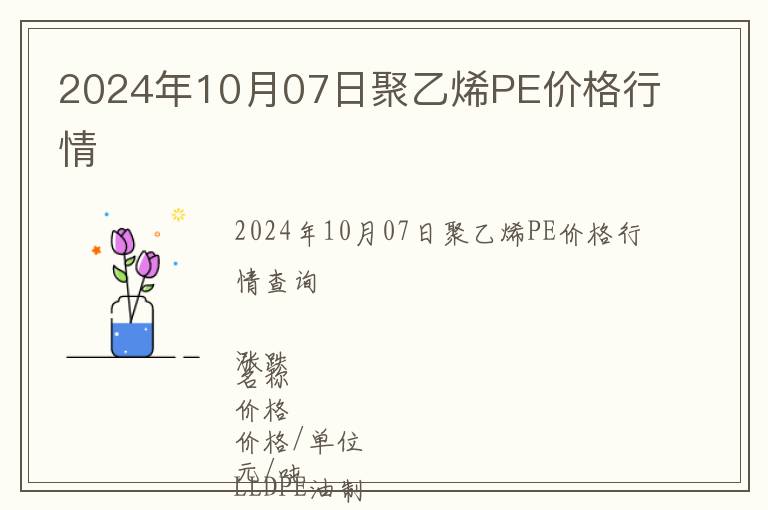2024年10月07日聚乙烯PE價格行情