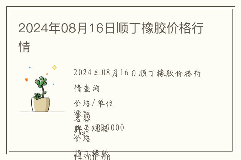 2024年08月16日順丁橡膠價格行情