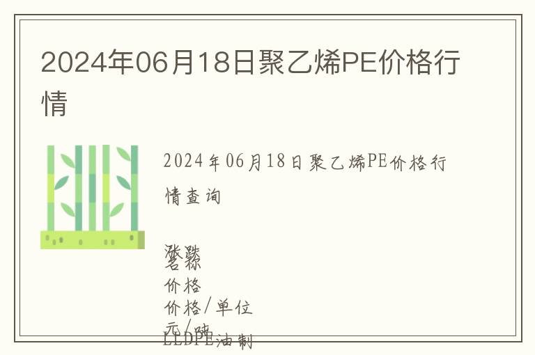 2024年06月18日聚乙烯PE價格行情