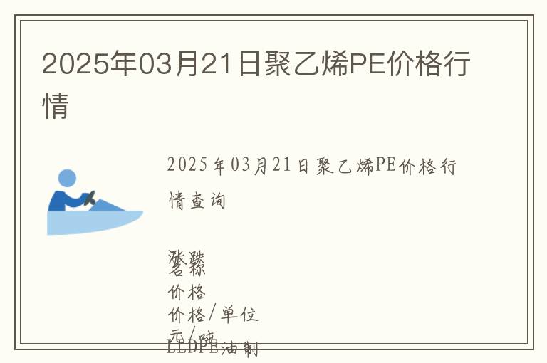 2025年03月21日聚乙烯PE價格行情