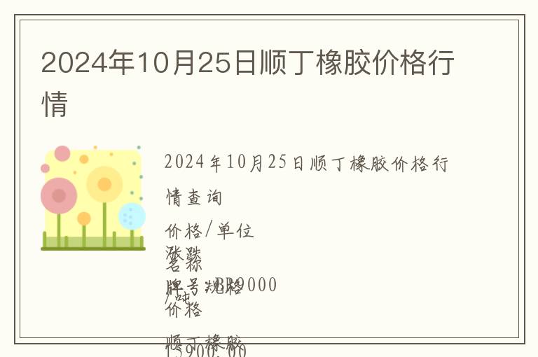2024年10月25日順丁橡膠價格行情