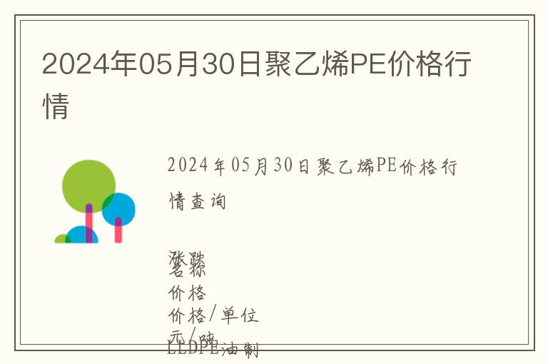 2024年05月30日聚乙烯PE價格行情