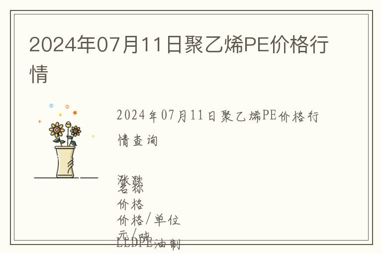 2024年07月11日聚乙烯PE價格行情