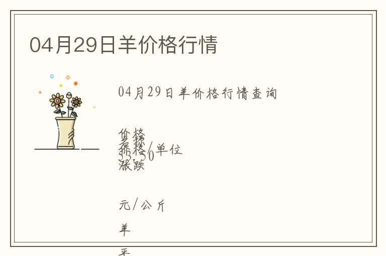 04月29日羊價格行情