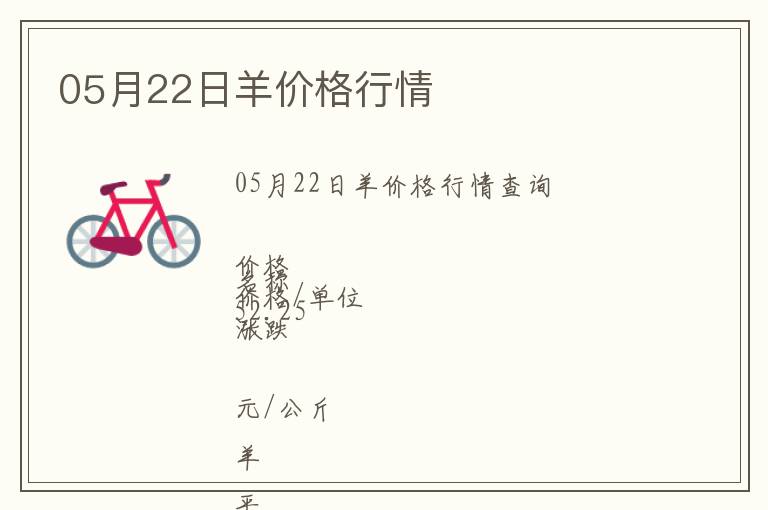 05月22日羊價格行情