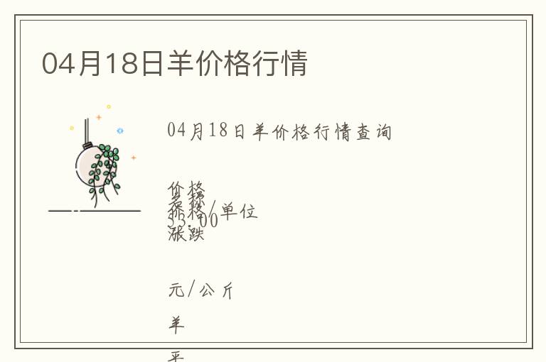 04月18日羊價格行情