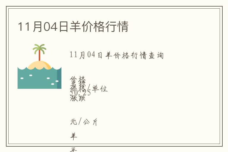 11月04日羊價格行情