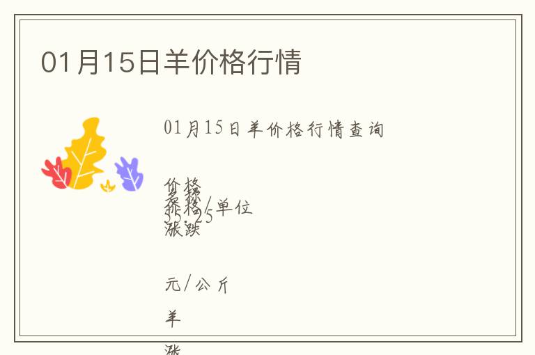 01月15日羊價格行情