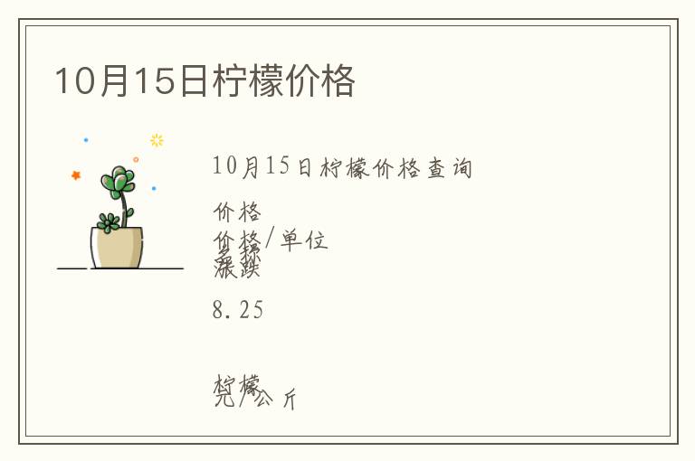 10月15日檸檬價格