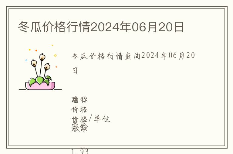 冬瓜價格行情2024年06月20日