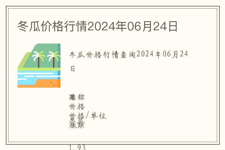 冬瓜價格行情2024年06月24日