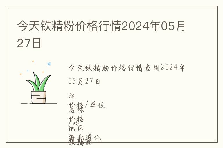 今天鐵精粉價格行情2024年05月27日
