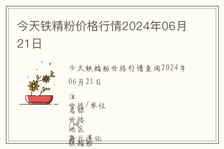 今天鐵精粉價格行情2024年06月21日