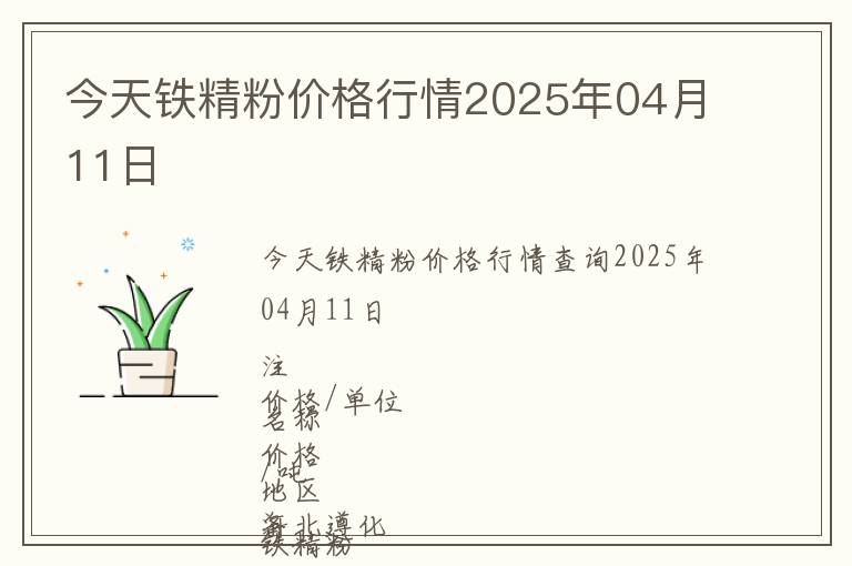 今天鐵精粉價格行情2025年04月11日