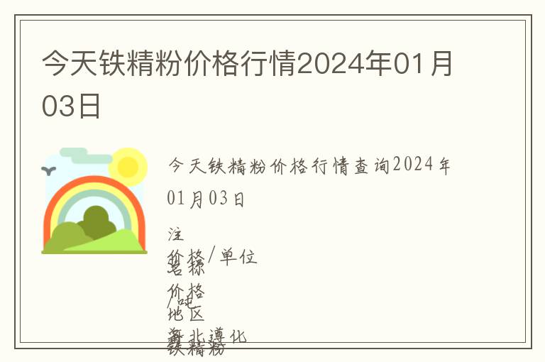 今天鐵精粉價格行情2024年01月03日