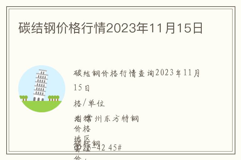 碳結鋼價格行情2023年11月15日