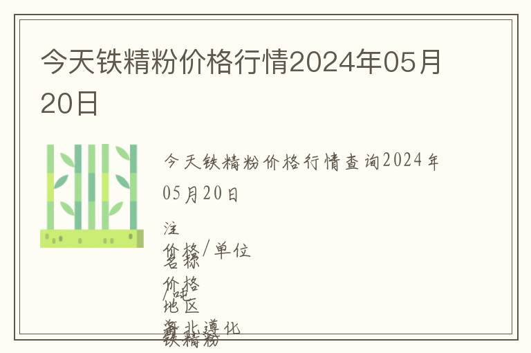 今天鐵精粉價格行情2024年05月20日