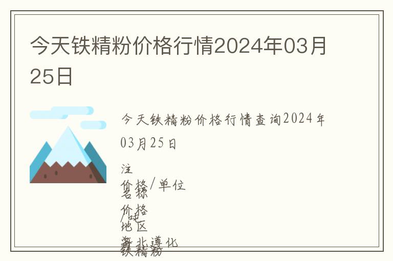 今天鐵精粉價(jià)格行情2024年03月25日