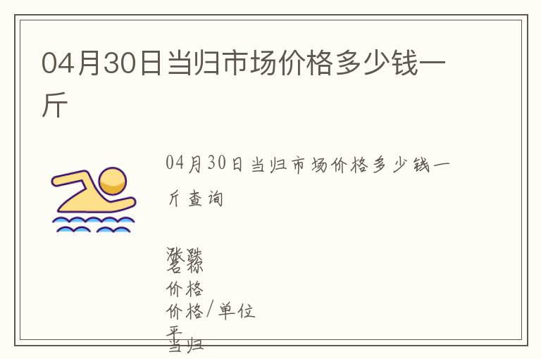 04月30日當歸市場價格多少錢一斤