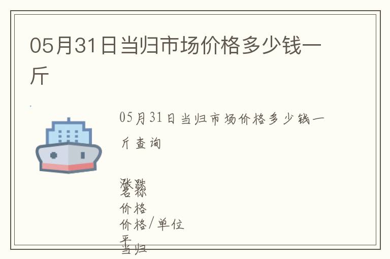 05月31日當歸市場價格多少錢一斤