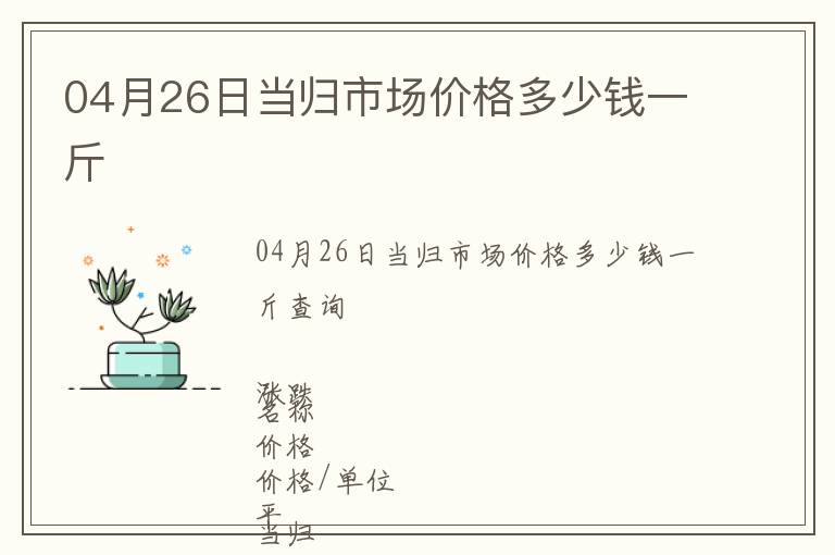 04月26日當歸市場價格多少錢一斤