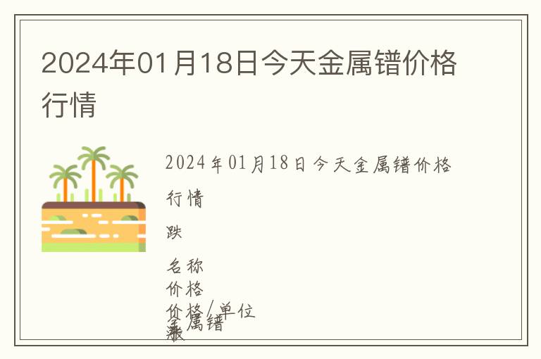 2024年01月18日今天金屬鐠價格行情
