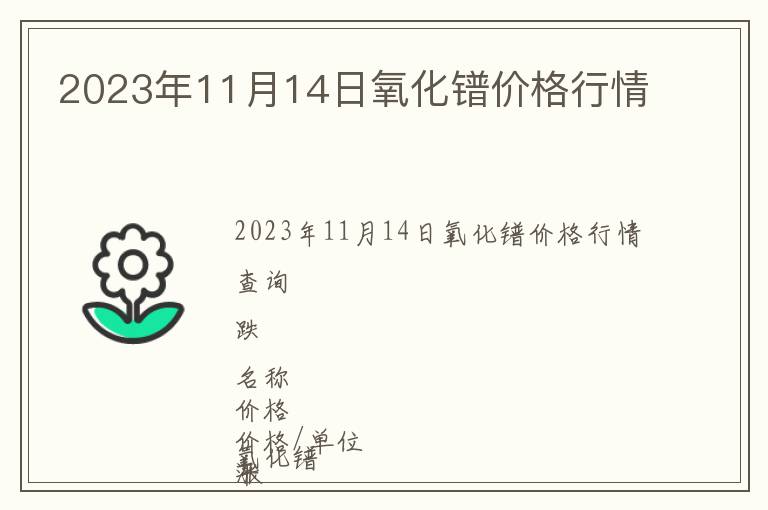 2023年11月14日氧化鐠價格行情