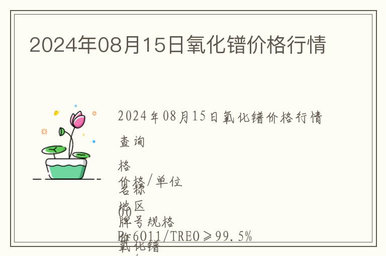 2024年08月15日氧化鐠價格行情