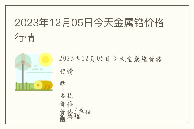 2023年12月05日今天金屬鐠價格行情
