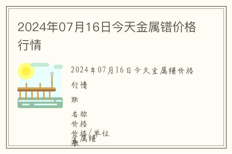 2024年07月16日今天金屬鐠價格行情
