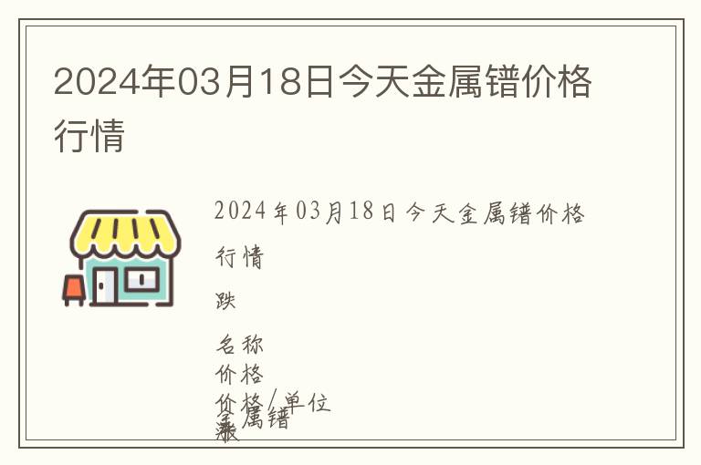 2024年03月18日今天金屬鐠價格行情