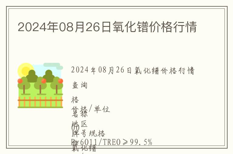 2024年08月26日氧化鐠價格行情