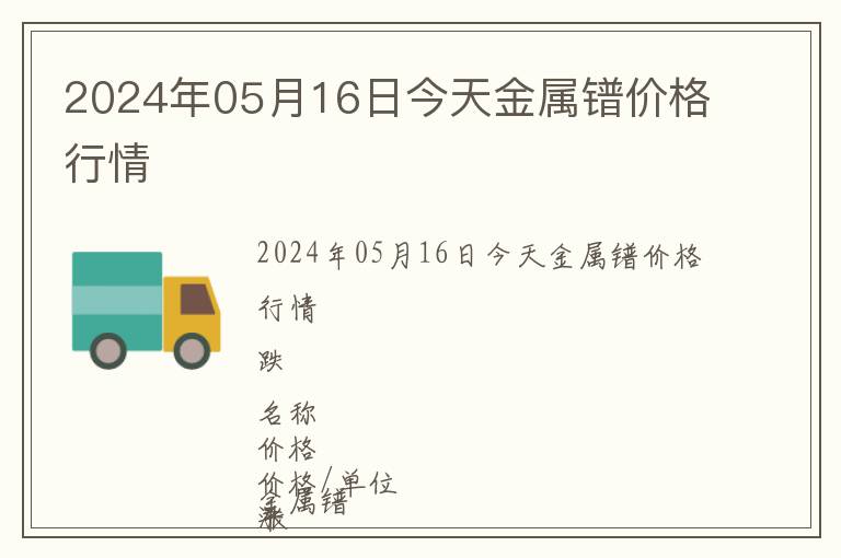 2024年05月16日今天金屬鐠價格行情