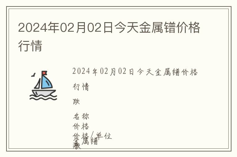 2024年02月02日今天金屬鐠價(jià)格行情