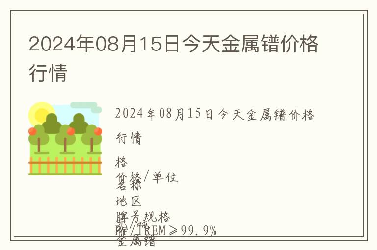 2024年08月15日今天金屬鐠價格行情
