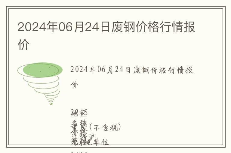 2024年06月24日廢鋼價格行情報價