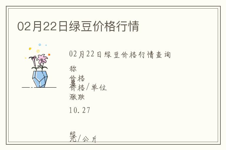 02月22日綠豆價格行情