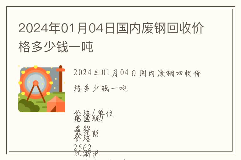 2024年01月04日國內廢鋼回收價格多少錢一噸