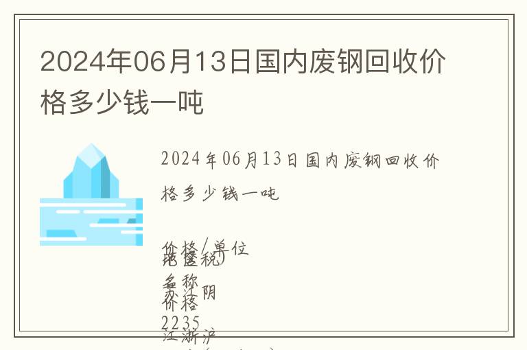 2024年06月13日國內廢鋼回收價格多少錢一噸