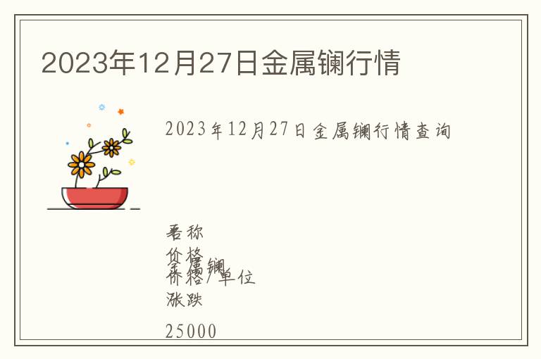 2023年12月27日金屬鑭行情