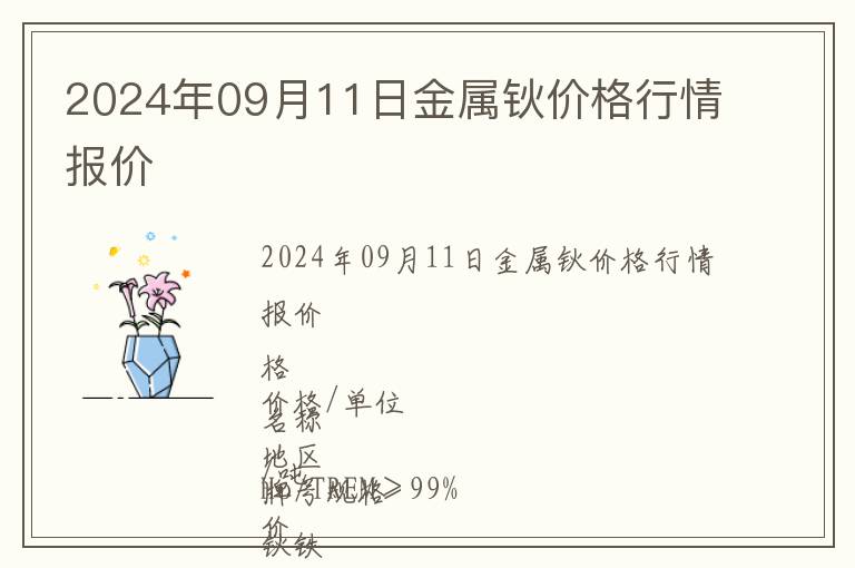 2024年09月11日金屬鈥價格行情報價