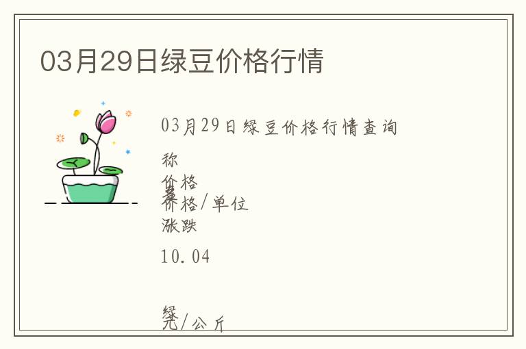 03月29日綠豆價(jià)格行情