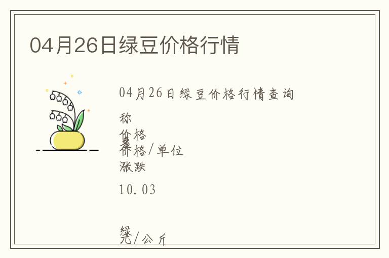 04月26日綠豆價格行情