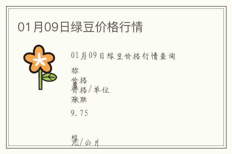 01月09日綠豆價格行情