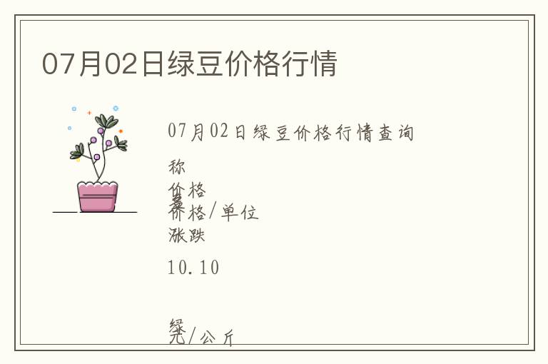 07月02日綠豆價格行情