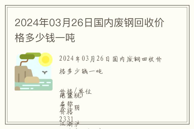 2024年03月26日國內廢鋼回收價格多少錢一噸